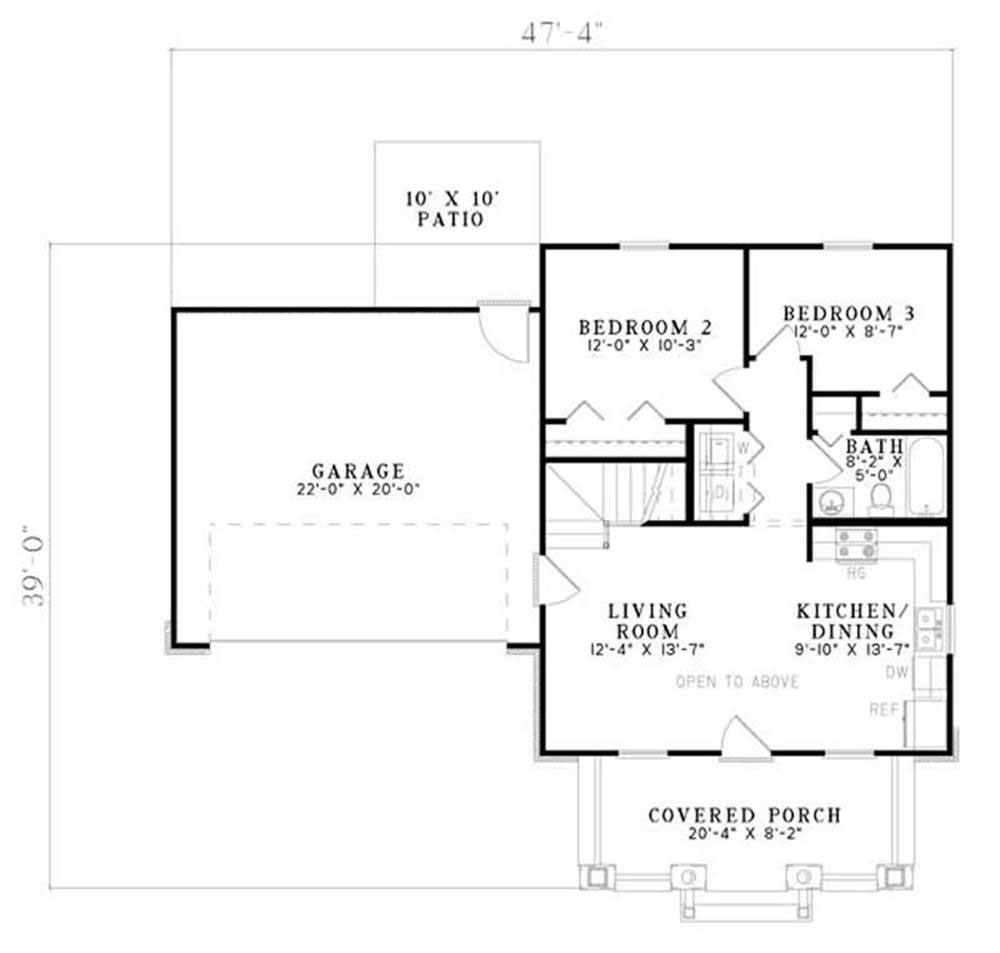 Floor Plan First Story of Ranch Plan #153-1788